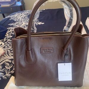 Brand new with tags Harrow pebbled leather in chocolate brown satchel